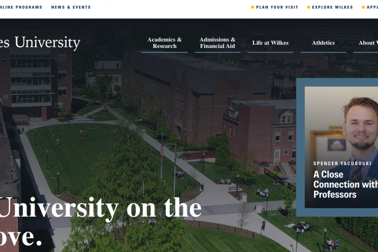 Wilkes University website homepage